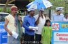 A novel protest  against pothole ridden Kankanady Market Road